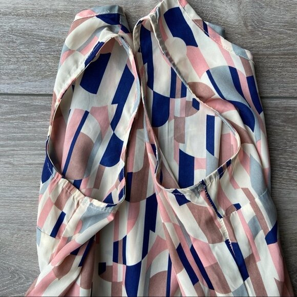 Ciros Korean Made  Breezy Geometric Sleeveless Pleated MIDI Dress - Picture 15 of 16